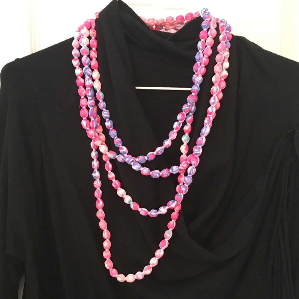 Lilly Pulitzer fabric covered pink necklace